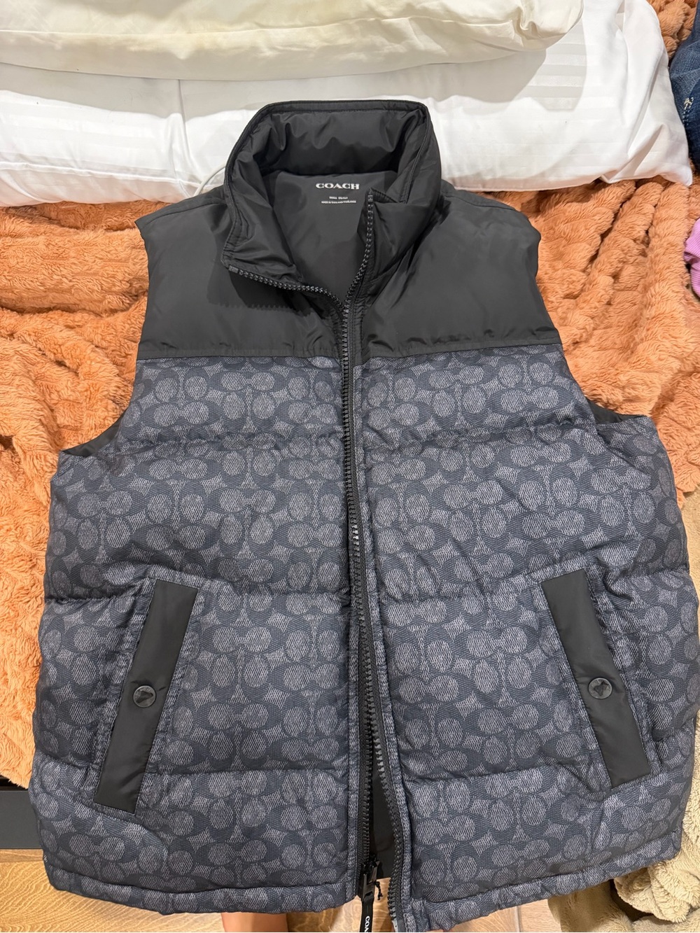 Coach Men’s Charcoal Signature Quilted Vest